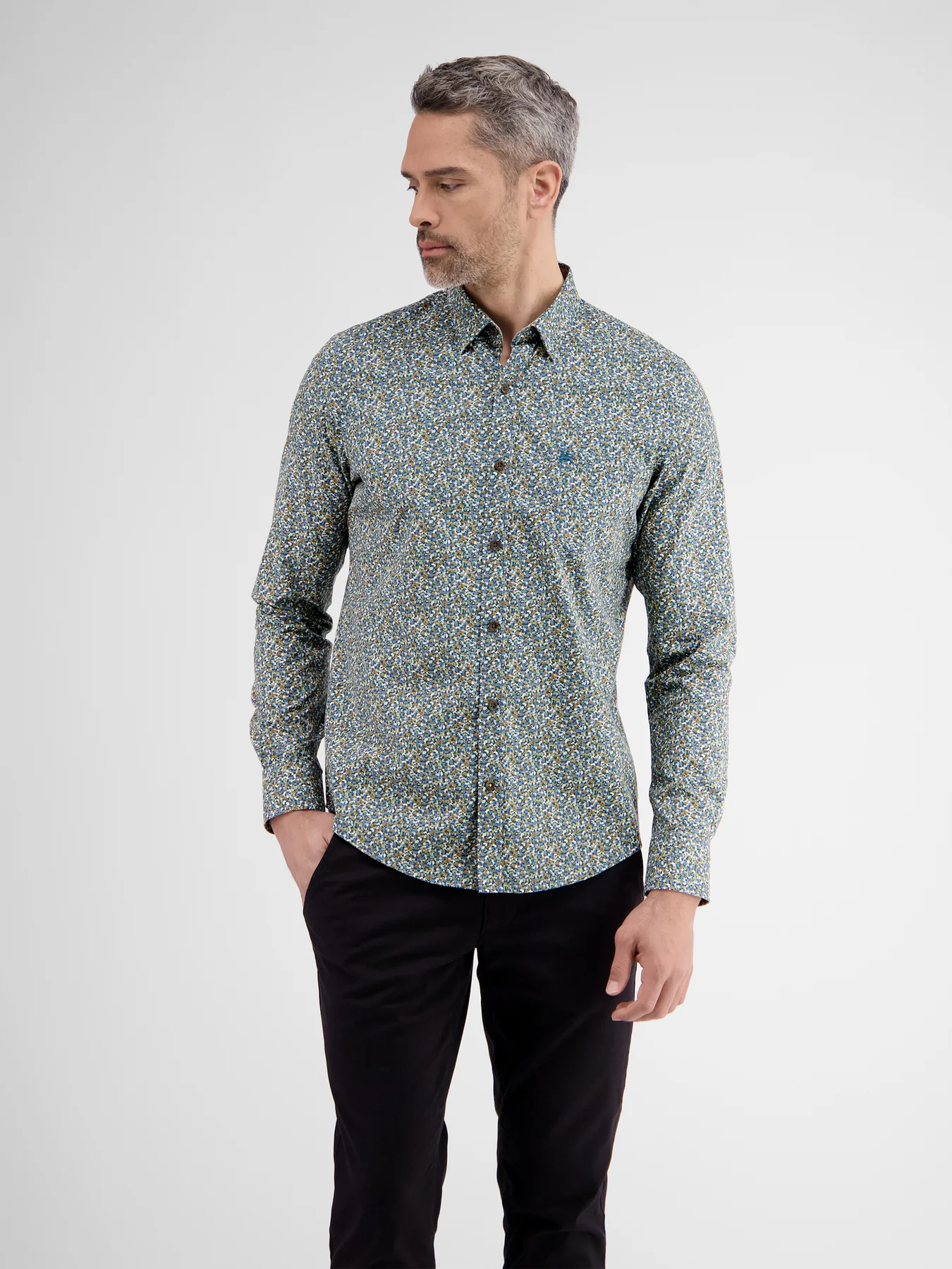 Lerros Print Hemd - Frosted Blue