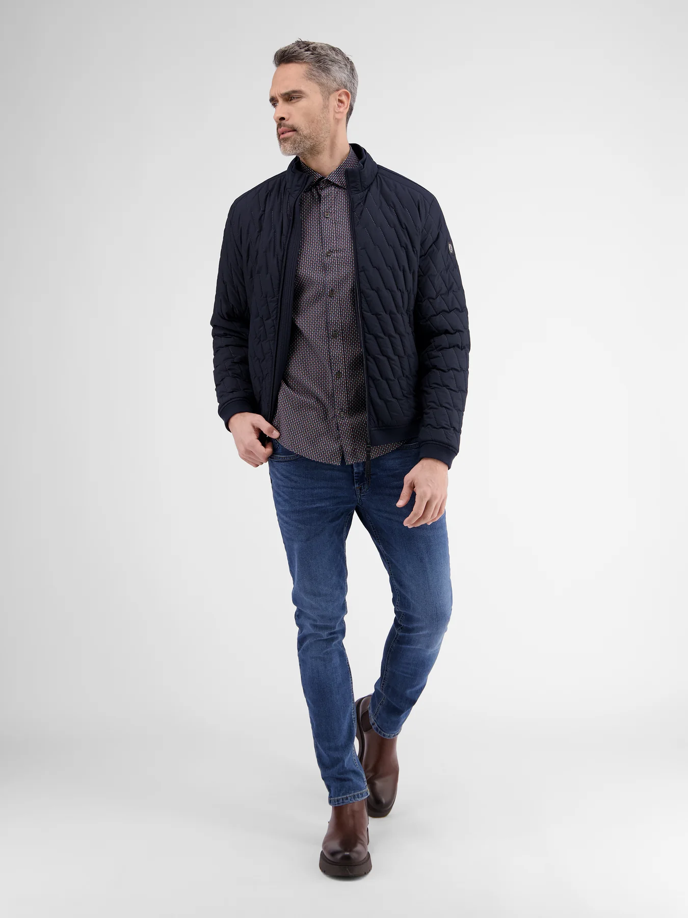 Lerros Overhemd met Geometrische Print - Classic Navy