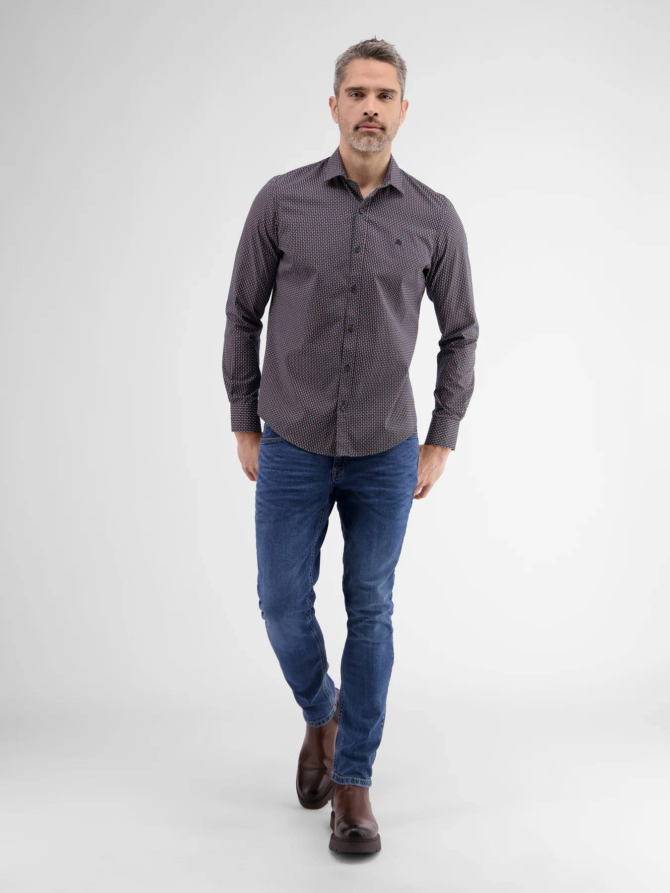 Lerros Overhemd met Geometrische Print - Classic Navy