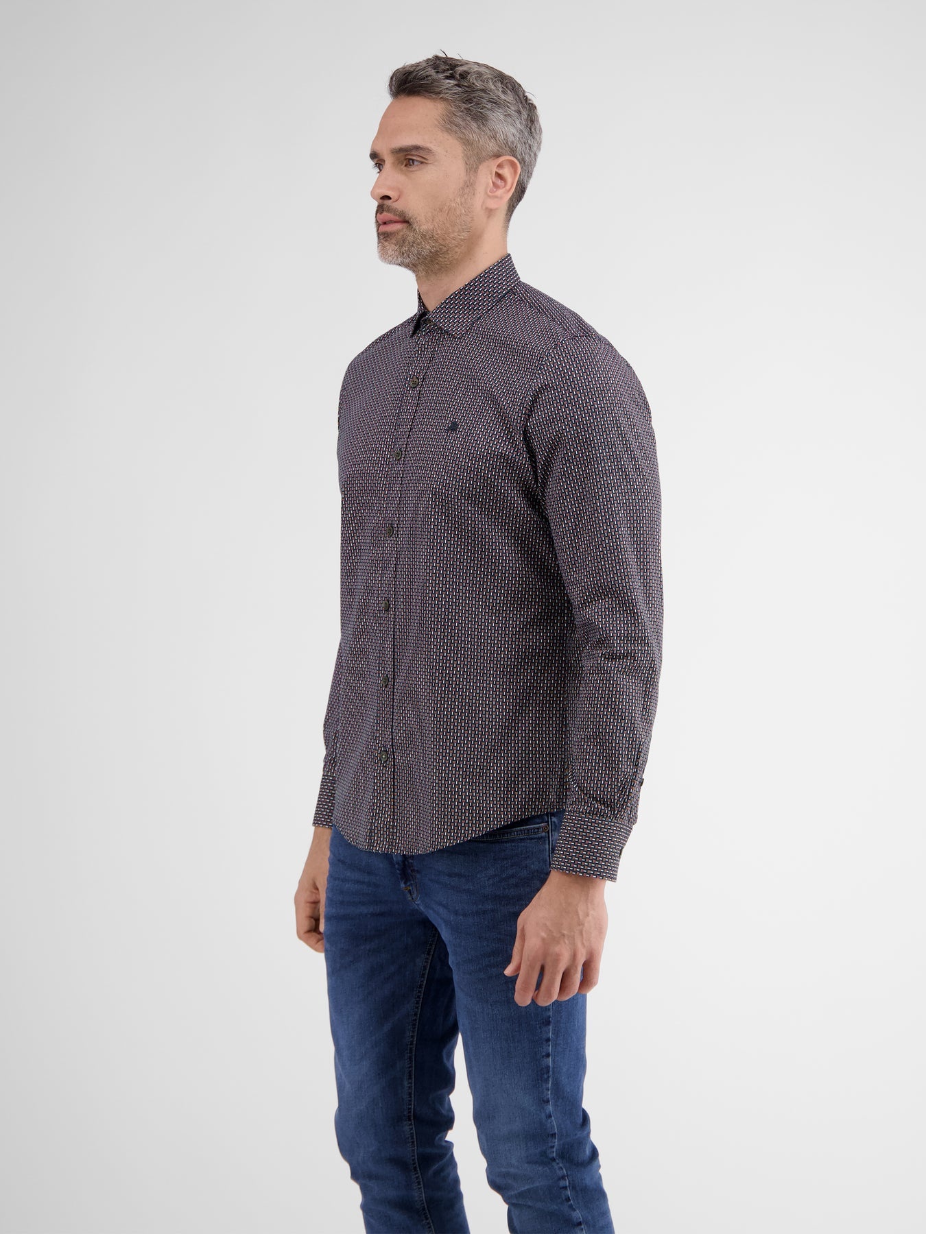 Lerros Overhemd met Geometrische Print - Classic Navy