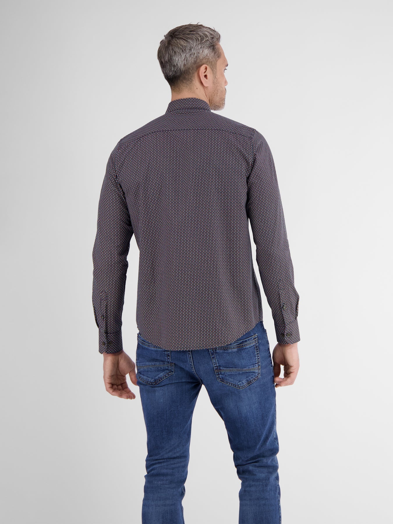 Lerros Overhemd met Geometrische Print - Classic Navy