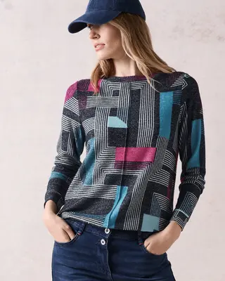 Cecil Fine Knit Pullover - Deep Petrol Melange