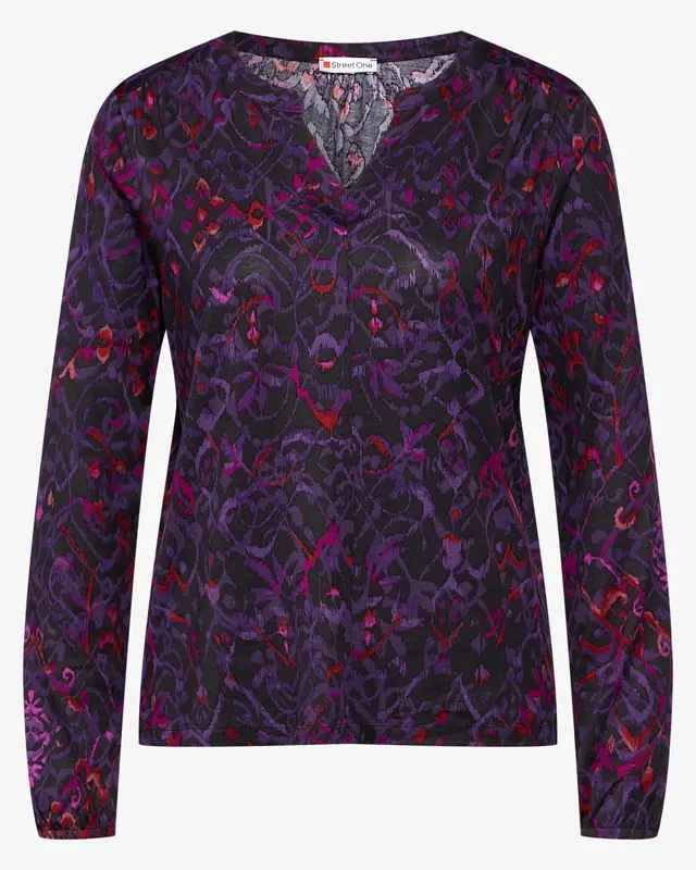 Street One Jersey Print Shirt - Black