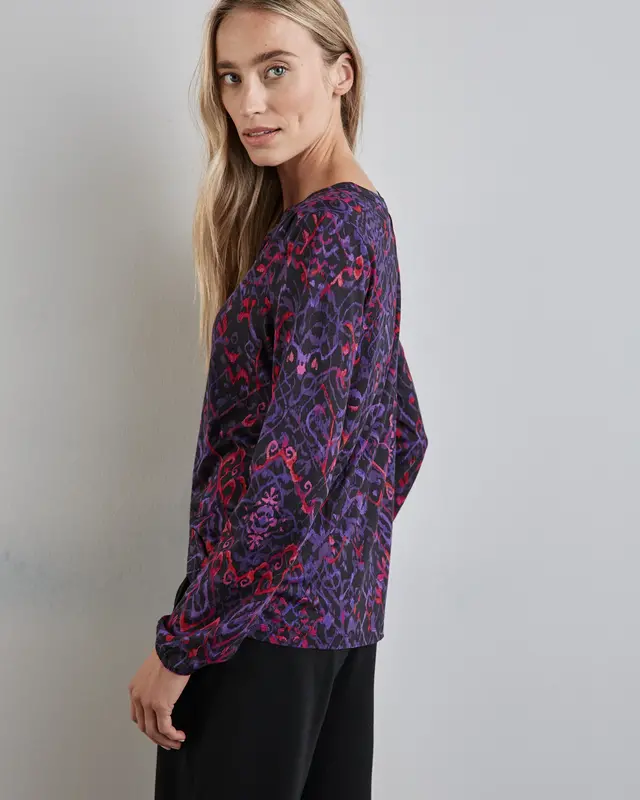 Street One Bedrukt Jersey Shirt - Black