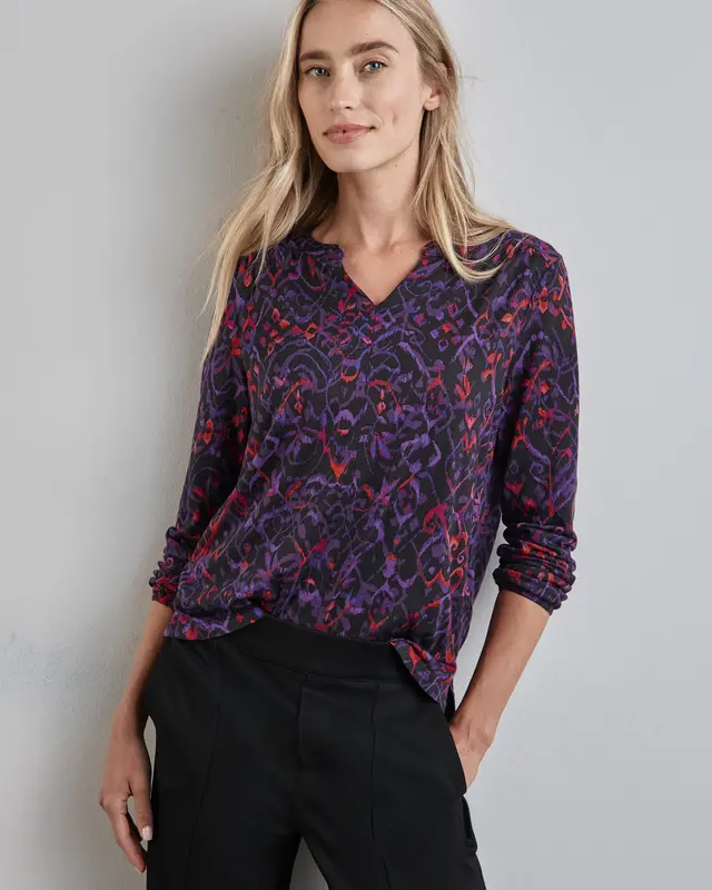 Street One Jersey Print Shirt - Black