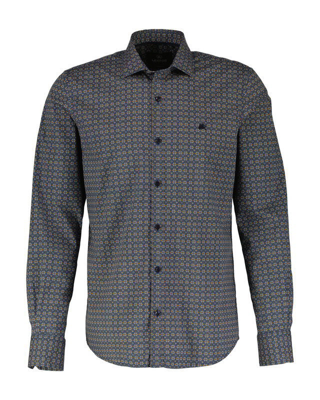 LERROS Print Shirt with Stretch Pumpkin Orange Cotton Blues