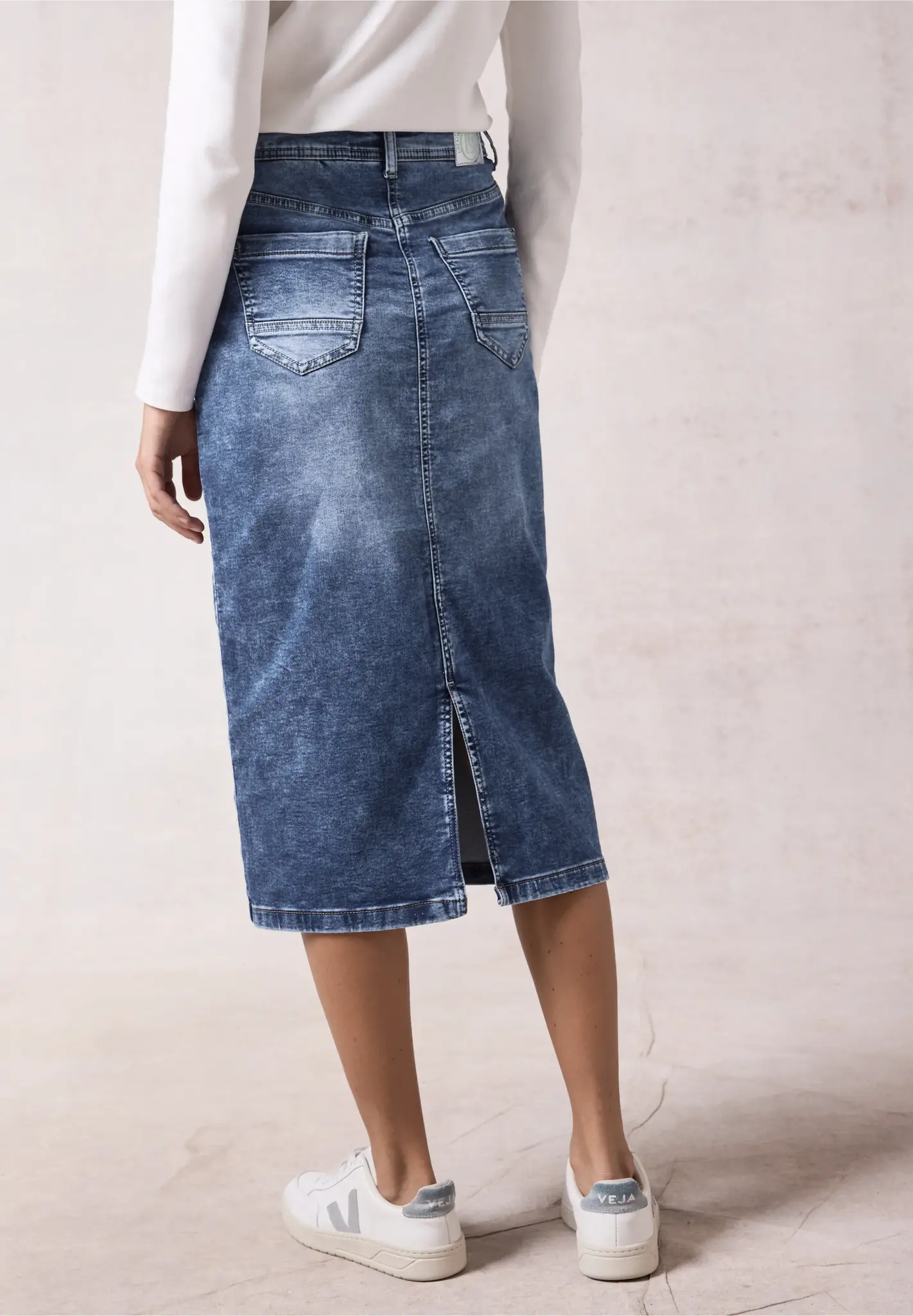 CECIL Midi Denim Skirt - Dark Blue Wash | - Cotton Blues
