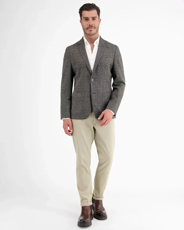 Lerros Jersey Blazer met Visgraatmotief - Ebony