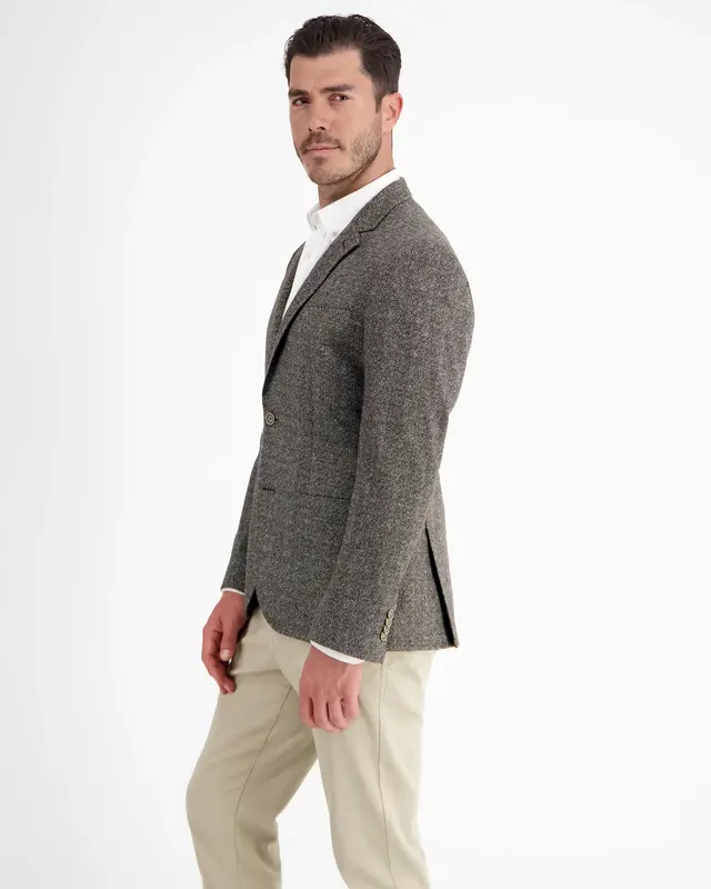 Lerros Jersey Blazer met Visgraatmotief - Ebony