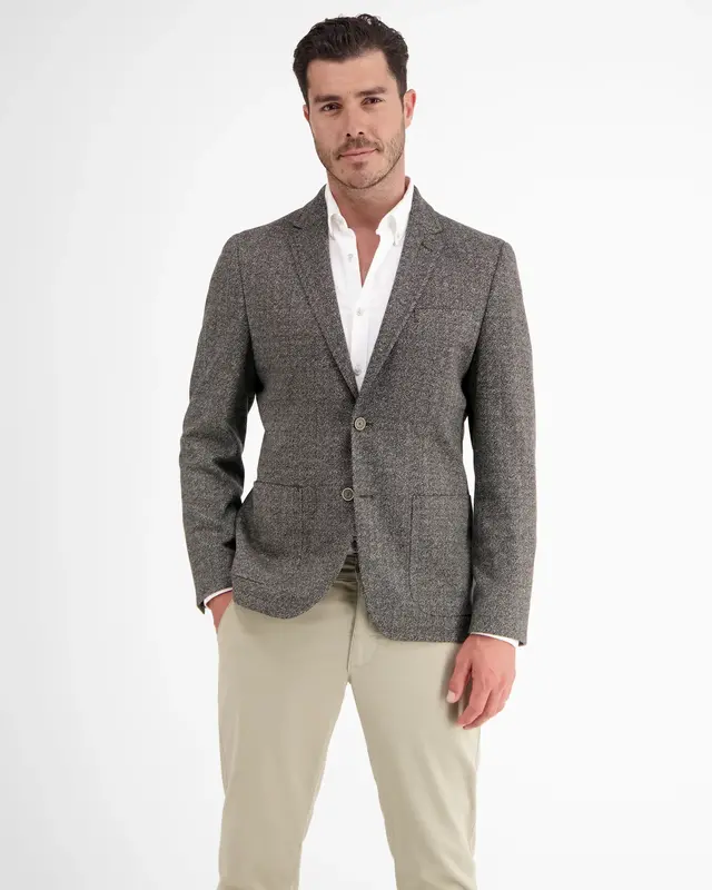 Lerros Jersey Blazer met Visgraatmotief - Ebony
