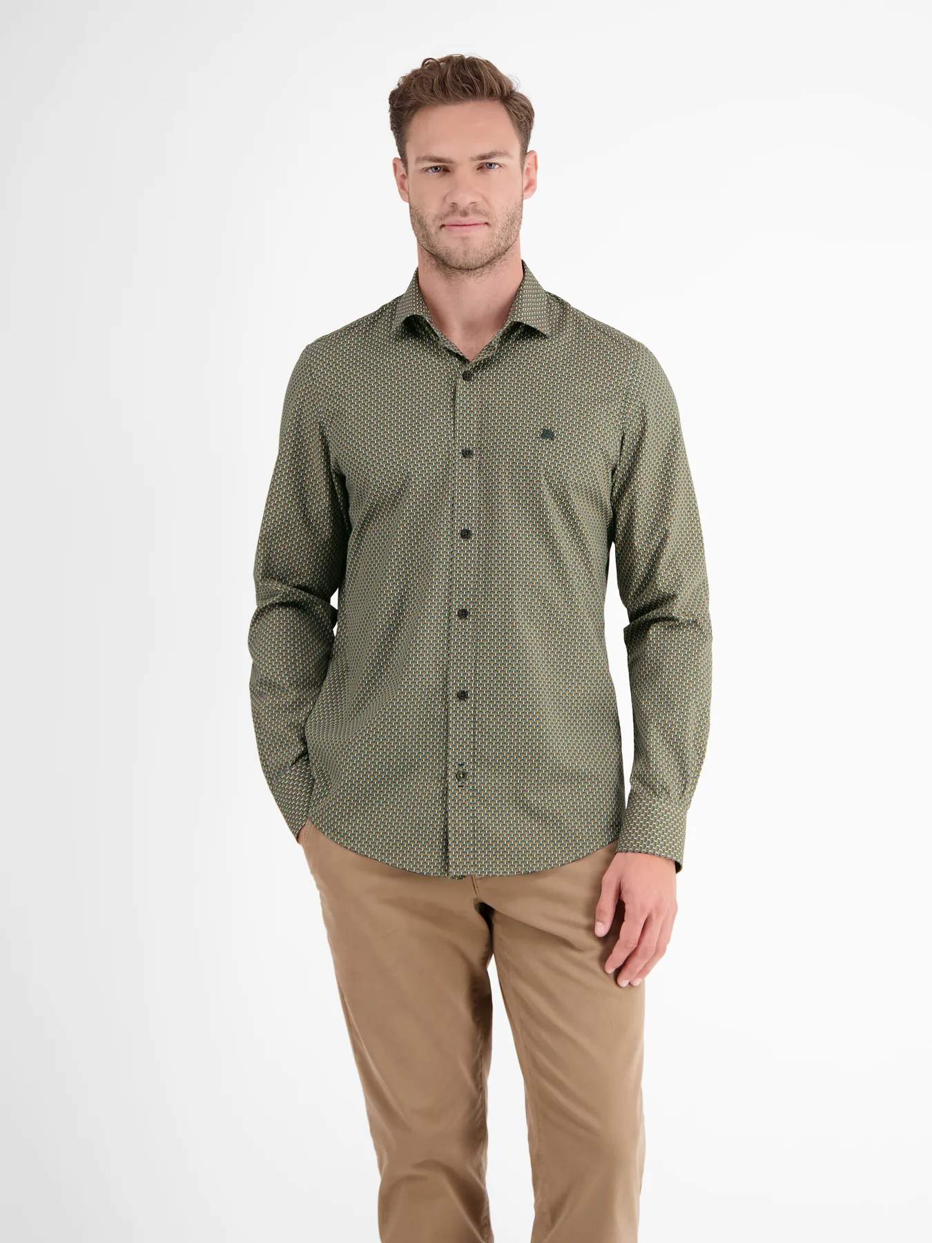 Lerros Overhemd met Geometrische Print - Gentle Reed