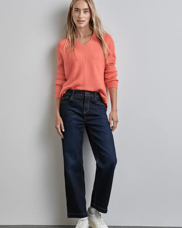 Street One Structuur Trui - Peachwood Orange Melange