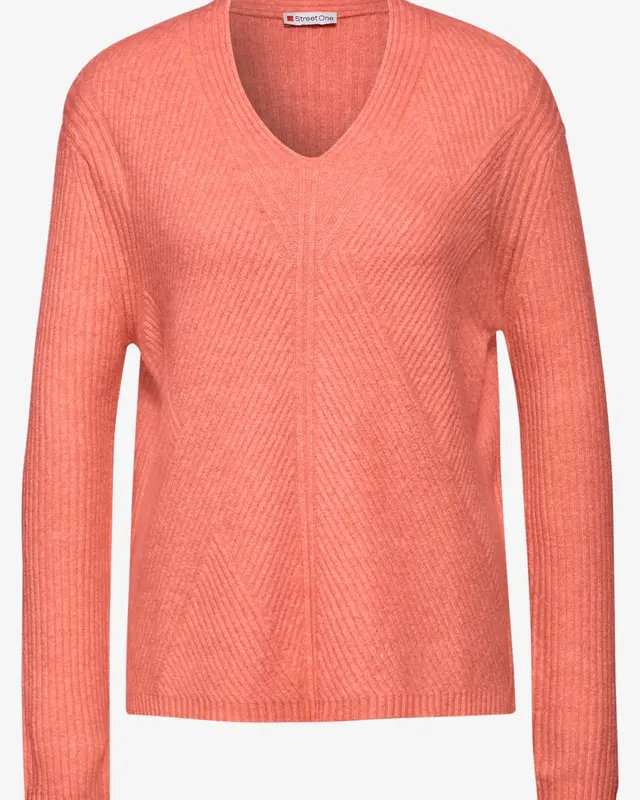 Street One Structuur Trui - Peachwood Orange Melange
