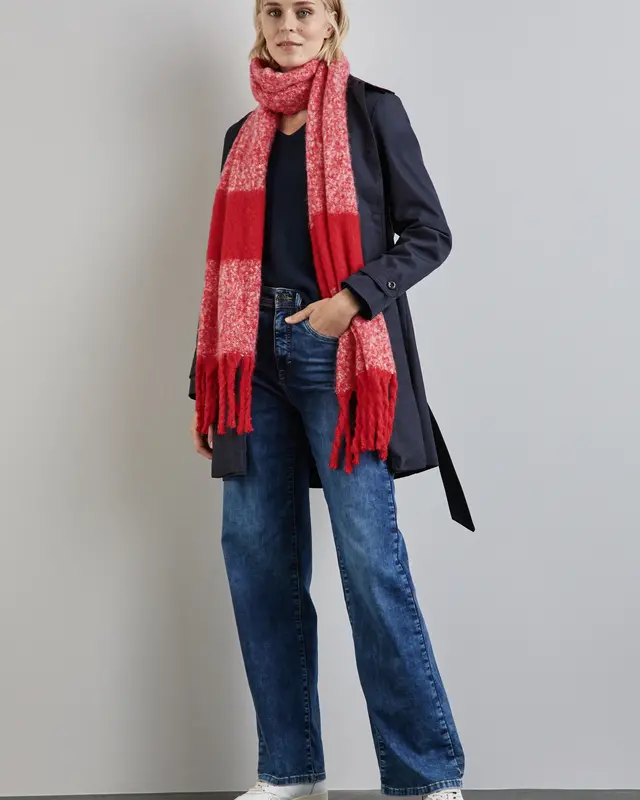 Street One Long Schal mit Fransen - Mandarin Red