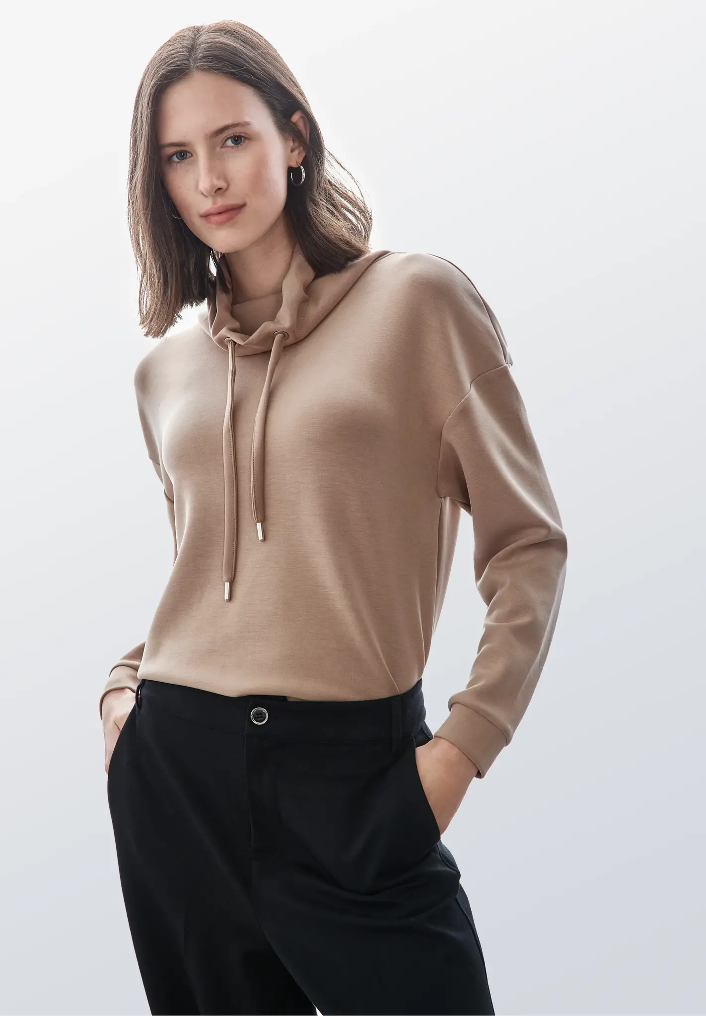 Street One Shirt in Silk Look - Rich Mocca