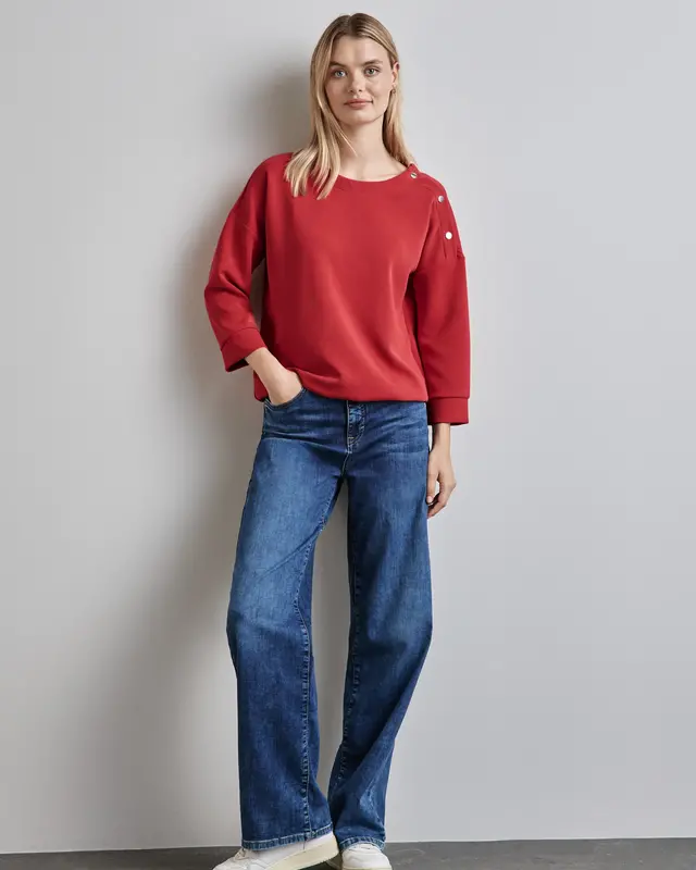 Street One Shirt im Silk Look - Mandarin Red