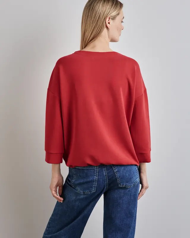 Street One Shirt im Silk Look - Mandarin Red