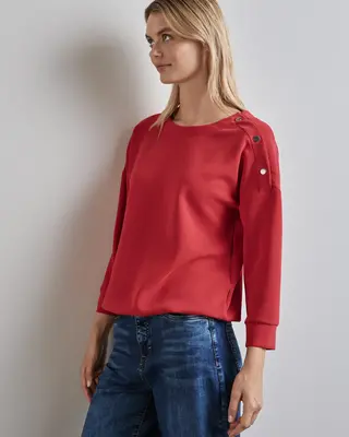Street One Shirt in Silk Look - Mandarin Red
