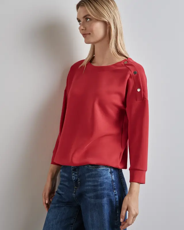 Street One Shirt im Silk Look - Mandarin Red