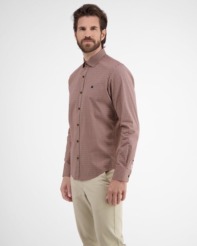 Lerros Overhemd met Poplin Stretch - Light Garnet Red