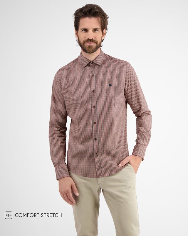 Lerros Overhemd met Poplin Stretch - Light Garnet Red