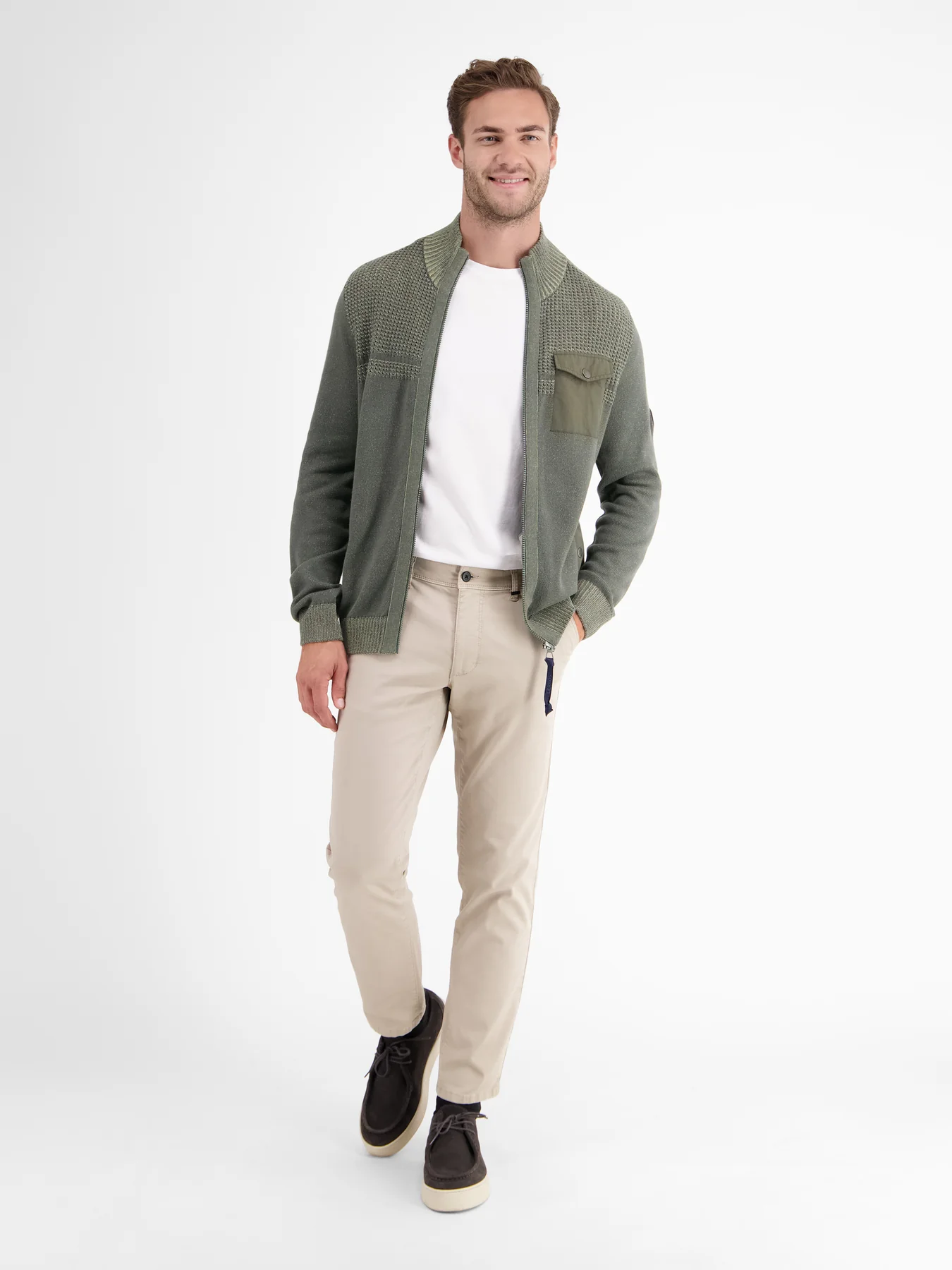 Lerros Strukturstrick Cardigan - Chilled Olive