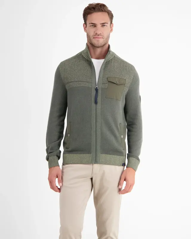 Lerros Structure Knit Cardigan - Chilled Olive