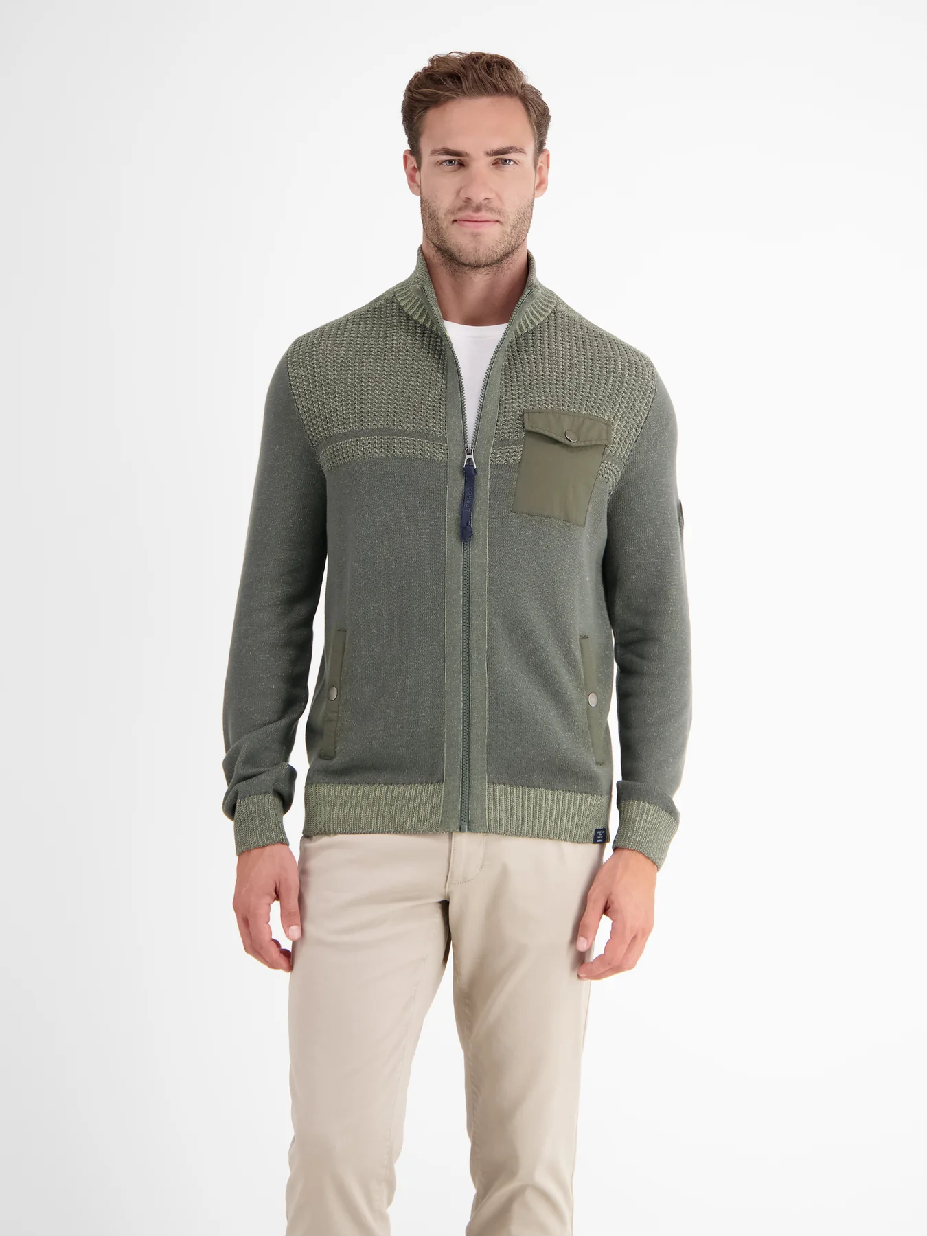 Lerros Strukturstrick Cardigan - Chilled Olive