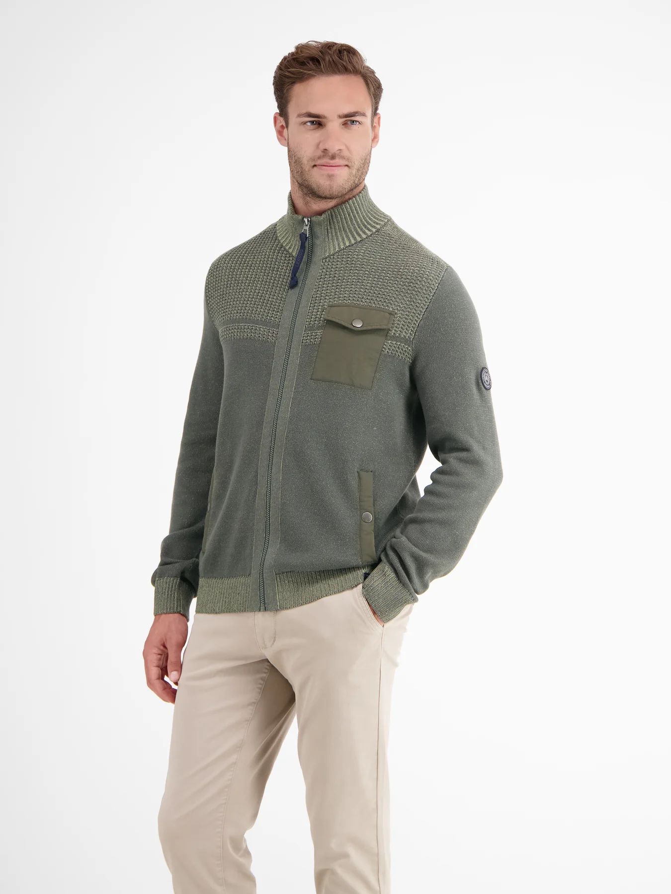 Lerros Strukturstrick Cardigan - Chilled Olive
