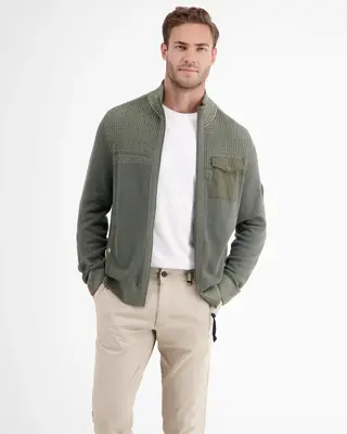 Lerros Structure Knit Cardigan - Chilled Olive