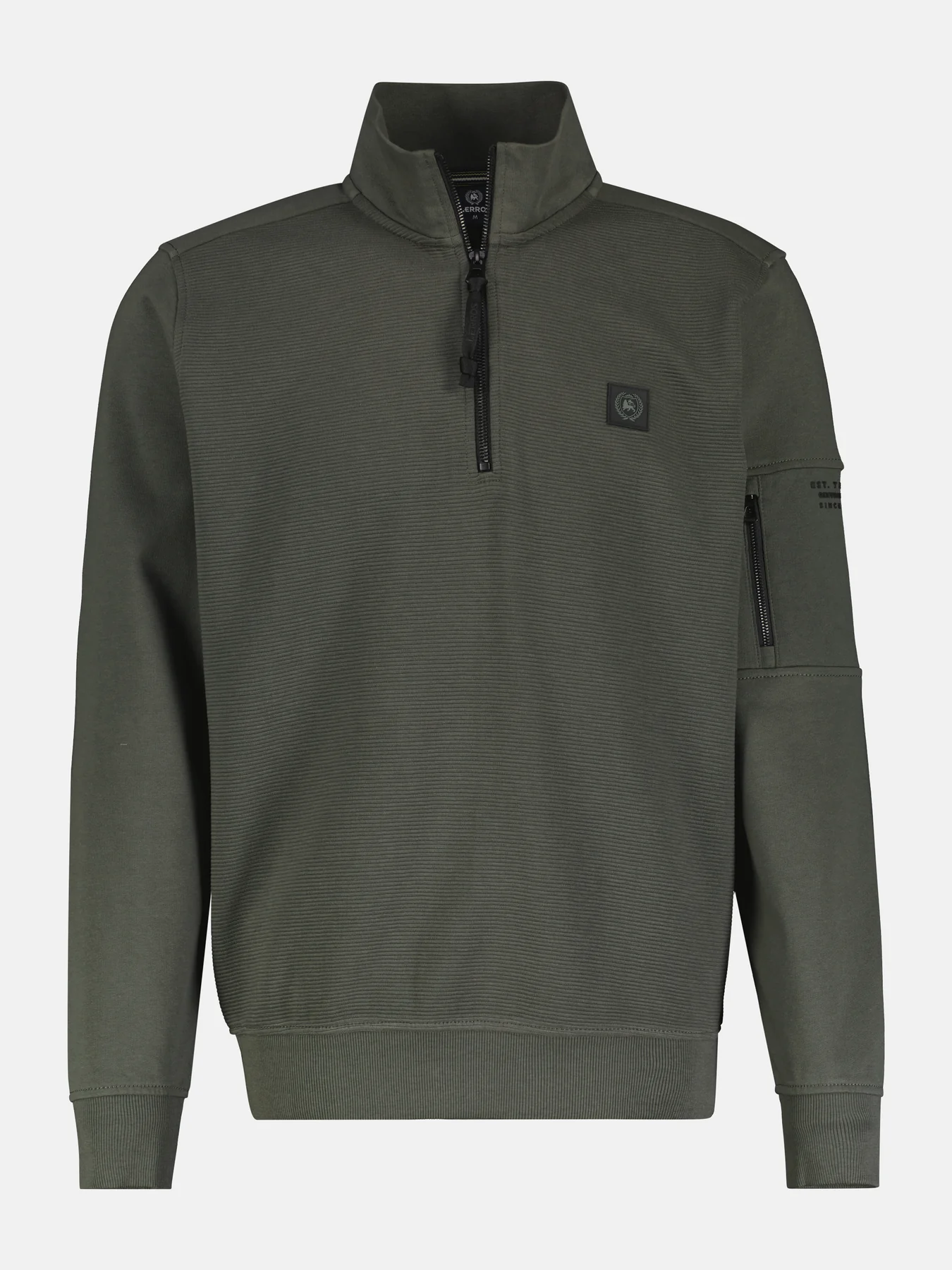 Lerros Sweatshirt met Troyer Kraag - Chilled Olive