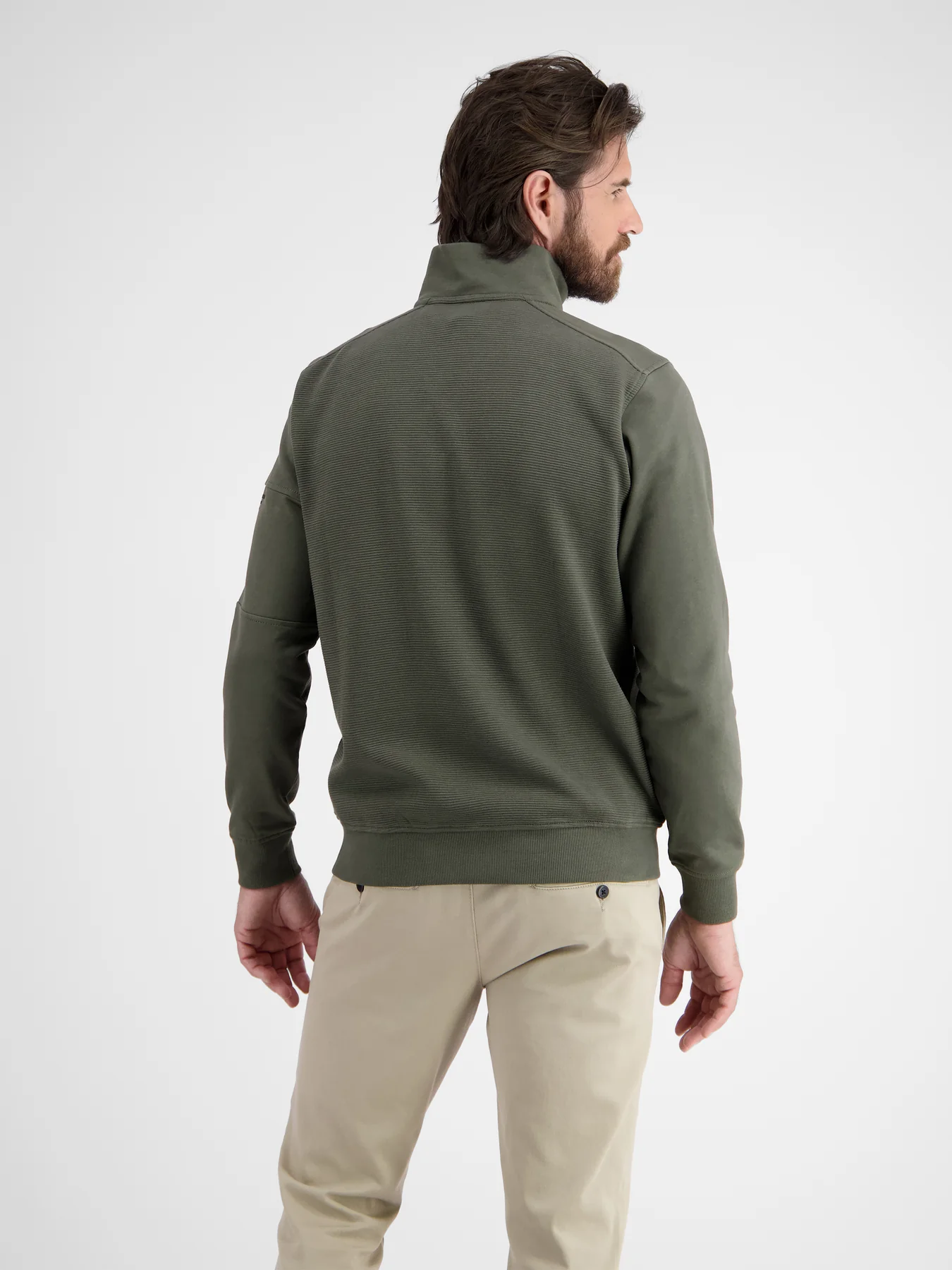 Lerros Sweatshirt met Troyer Kraag - Chilled Olive
