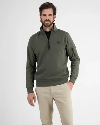 Lerros Sweatshirt mit Troyer Kragen - Chilled Olive