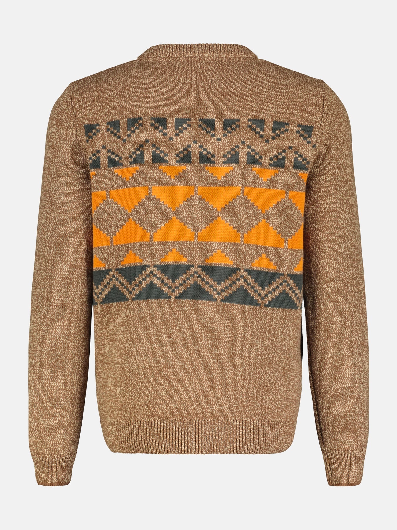 LERROS Jacquard Trui Bold Camel Bruin Cotton Blues