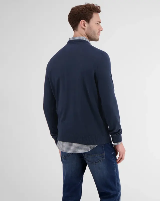 Lerros V-Hals Trui met Kasjmier - Classic Navy