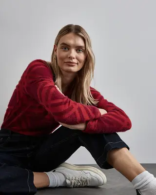 Street One Flauschiges Langarmshirt - Beet Red