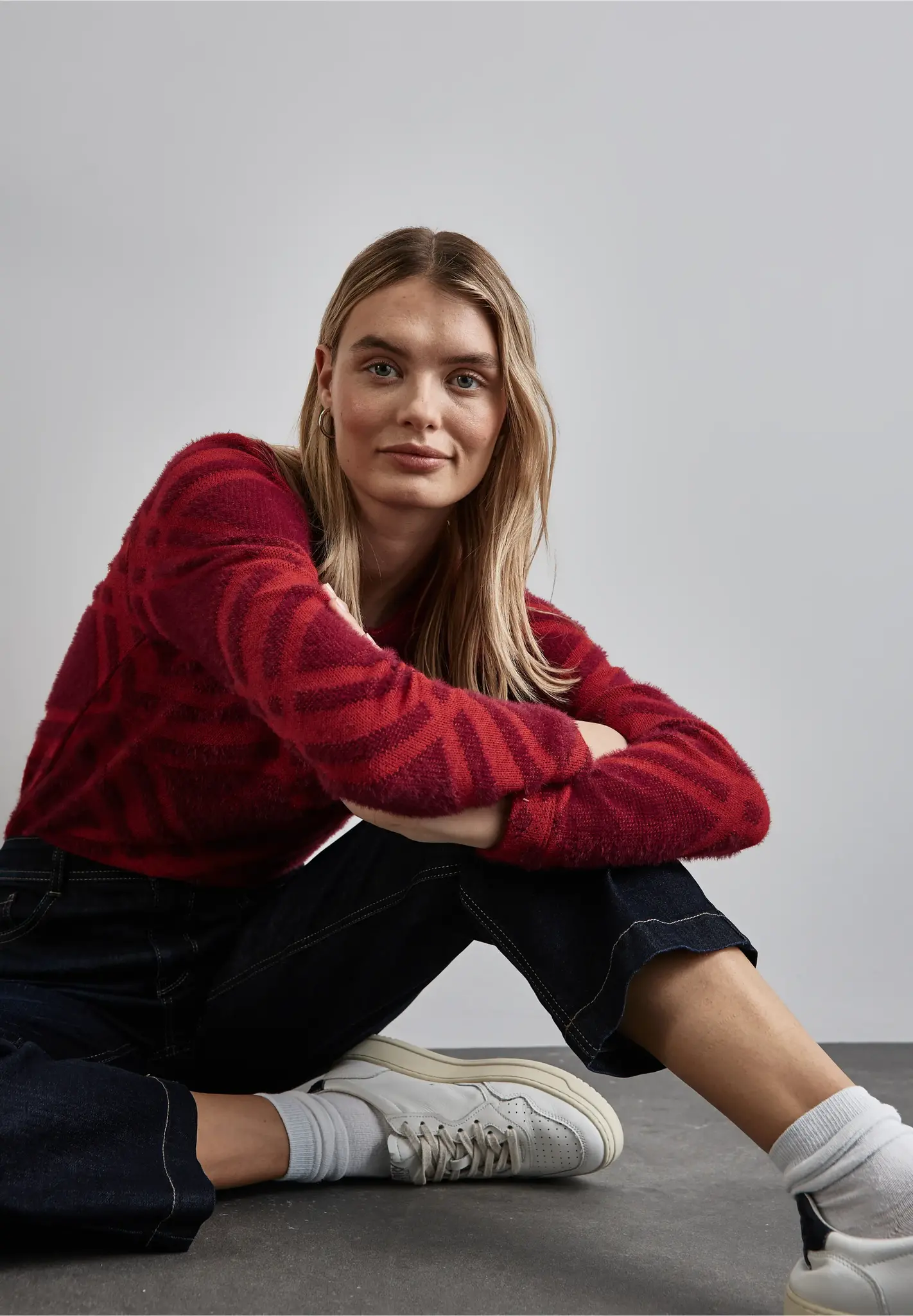 Street One Flauschiges Langarmshirt - Beet Red