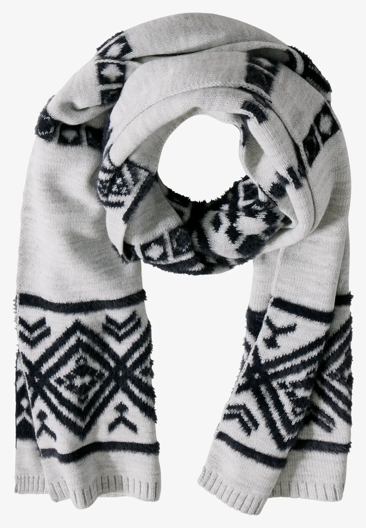 Cecil Gebreide Sjaal met Patroon - Smooth Silver Melange