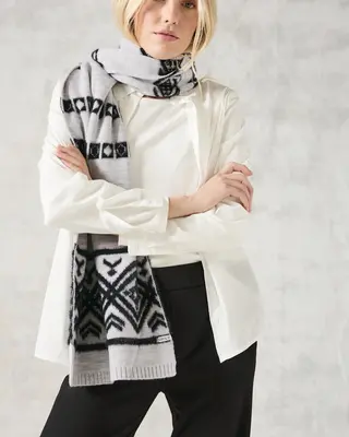 Cecil Gemusterter Strickschal - Smooth Silver Melange