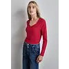Ripp-Shirt mit Herzausschnitt - Autumn Red