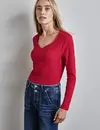 Street One Rib Shirt met Hartvormige Halslijn - Autumn Red