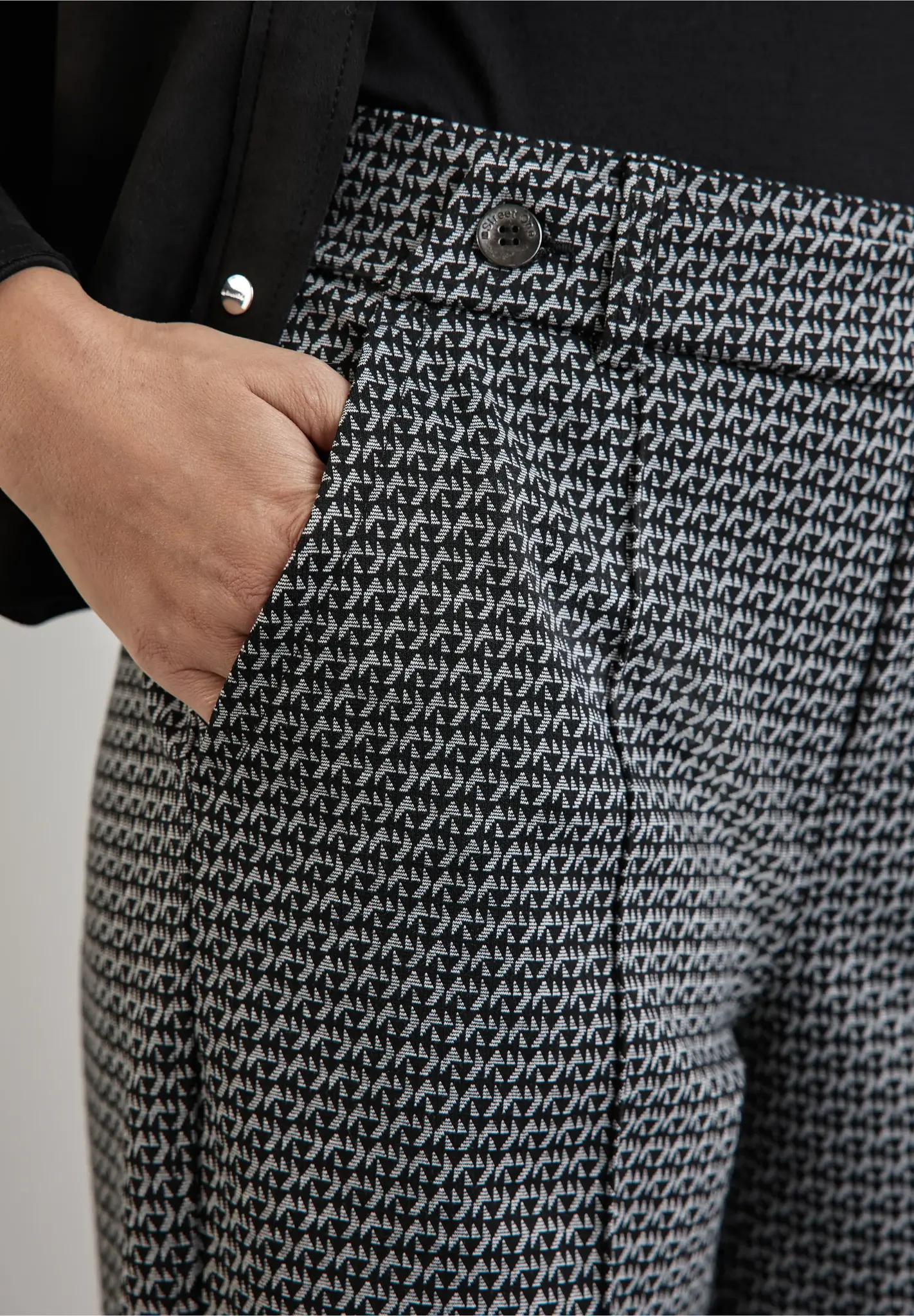 Street One Jacquard Pants - Black