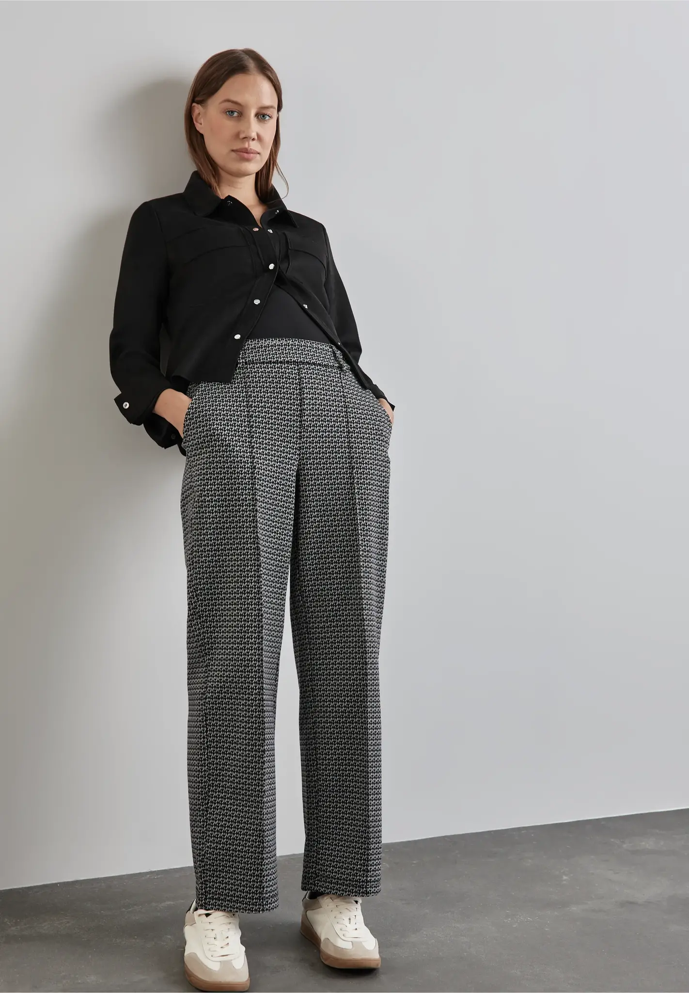 Street One Jacquard Pants - Black