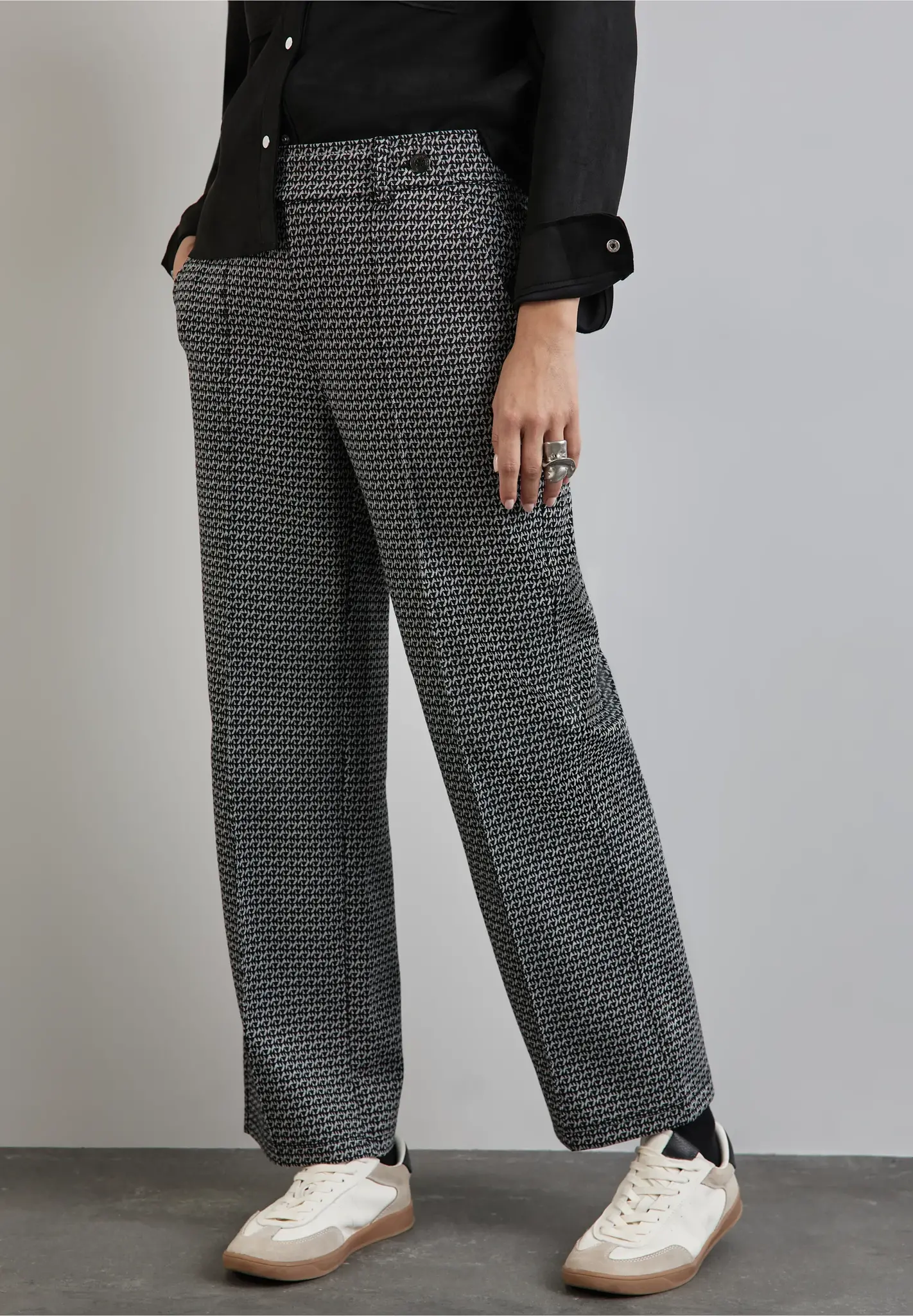 Street One Jacquard Pants - Black