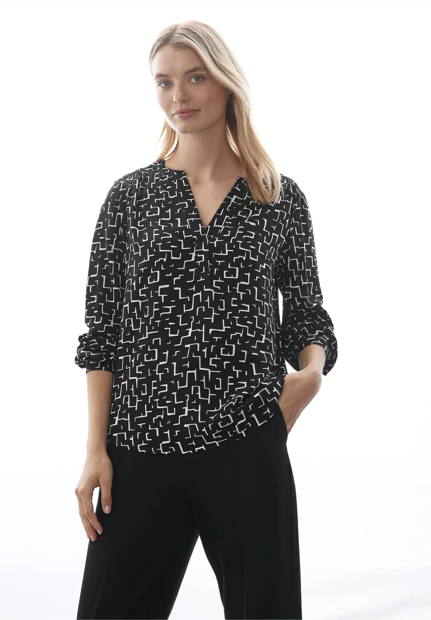 Street One Print Blouse - Black