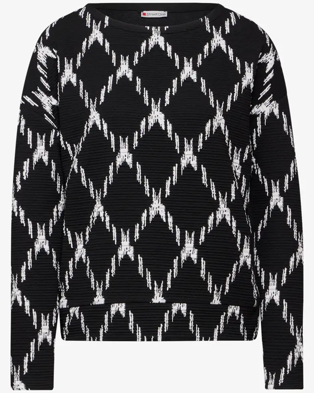 Street One Strukturshirt mit Karomuster - Black