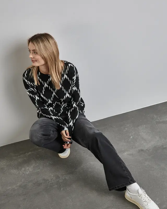 Street One Strukturshirt mit Karomuster - Black