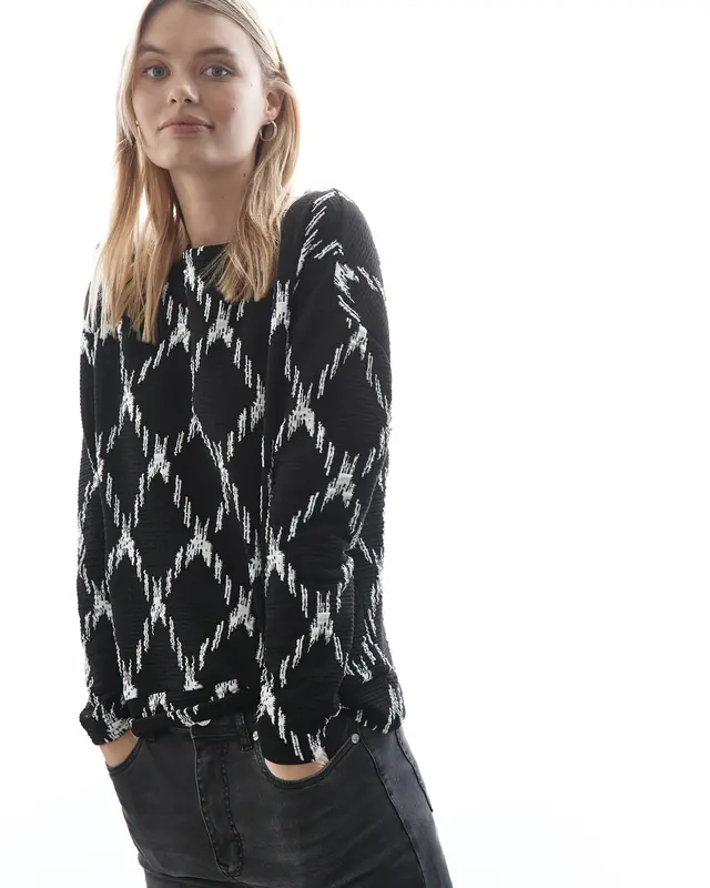 Street One Strukturshirt mit Karomuster - Black