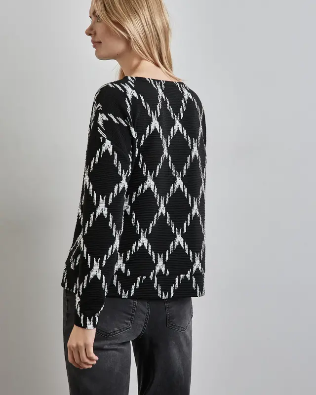 Street One Strukturshirt mit Karomuster - Black