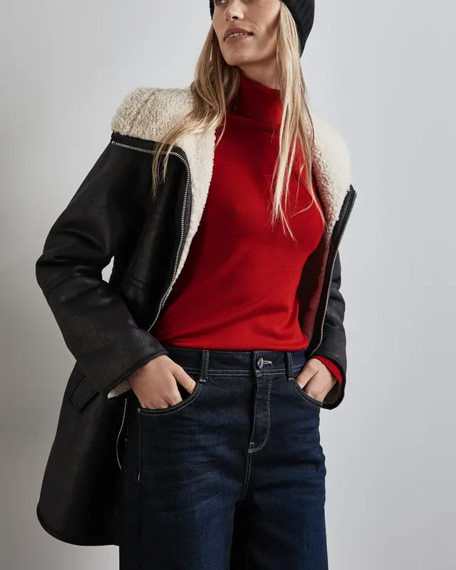 Street One Basic Trui met Rolkraag - Autumn Red